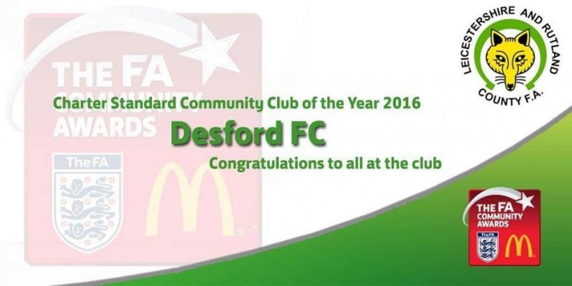 Desford FC named Charter Standard Community club of the year 2016